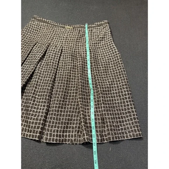Ann Taylor 100% Silk Fully Lined Brown‎ Pleated Skirt Size 12 - Picture 2 of 7